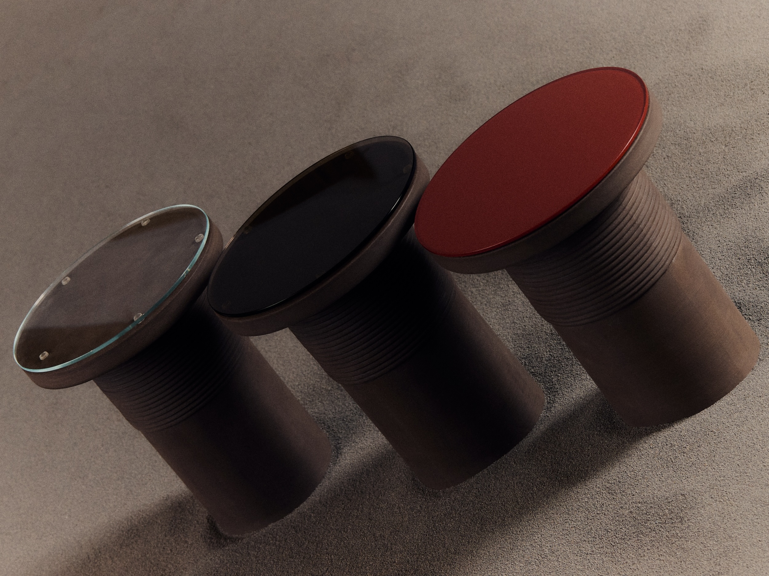 New Volumes Bound Table by Locki in terracotta